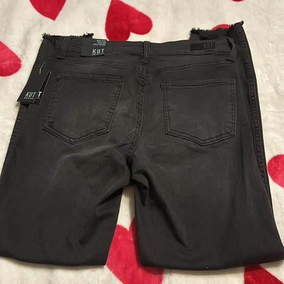 NWT Kut From The Kloth High Rise Fab Ab Ankle Skinny Raw Hem (Washed Black) - Picture 7 of 16